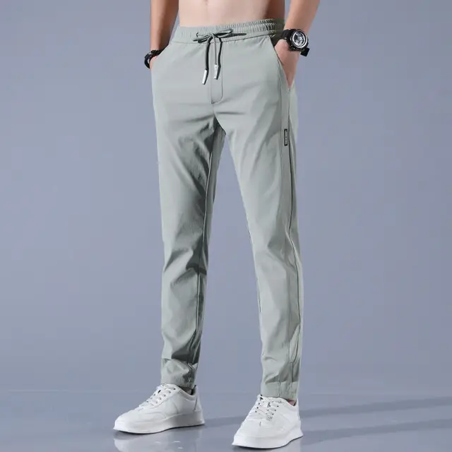 Straight tube ice silk pants for men's business trend, sagging casual pants, summer thin wide leg pants youngsters - Image 6