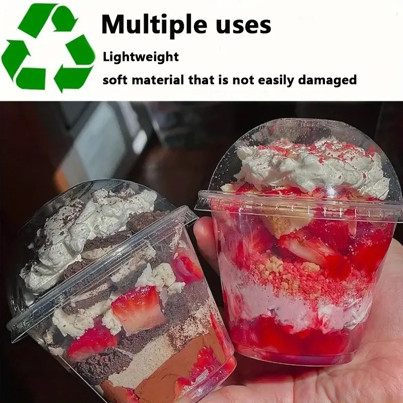 50PCS Disposable Dessert Cups with Cover for Picnic Party Outdoor Gathering