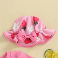 0-3Years Baby Girls Swimsuit Strawberry Flower Cartoon Bikini with Hat Newborn Swimwear for Summer Bathing Suit 5