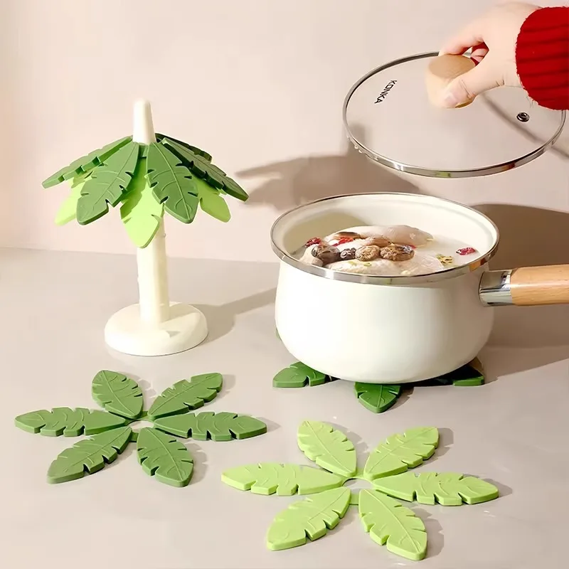 Tree Coasters Set Of 3 - Silicone Heat Trivets For Hot Dishes, Kitchen & Office Decor