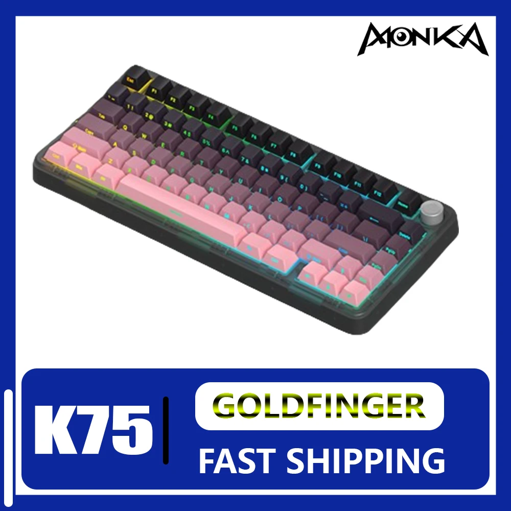 

MONKA K75 Mechanical Keyboard 3 Mode 2.4G Bluetooth Wireless E-sports Customize Hot Swap Mechanical Keyboard Pc Accessories Gift