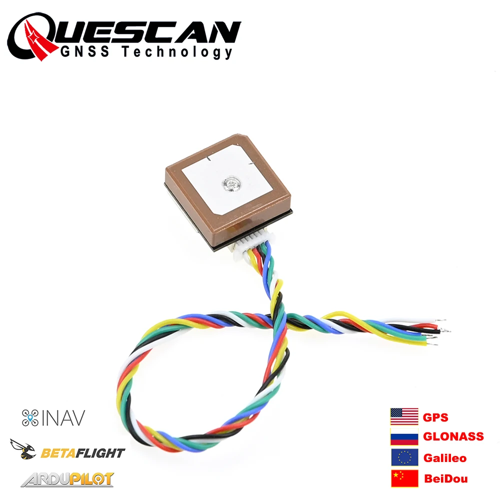 Module GNSS AN182 avec boussole QMC5883L pour drone FPV, montrant le récepteur GPS et les connecteurs.