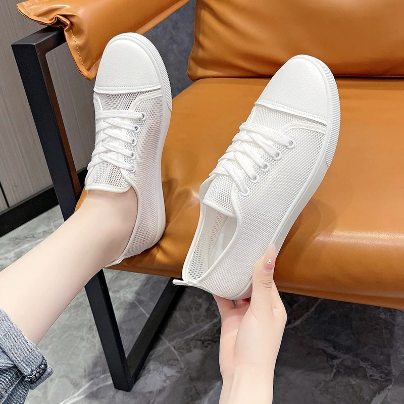 2024 Women's Autumn Simple Solid Color Comfortable Non-slip Loafers Outdoor Shallow One-leg Mesh Breathable Vulcanized 36-43