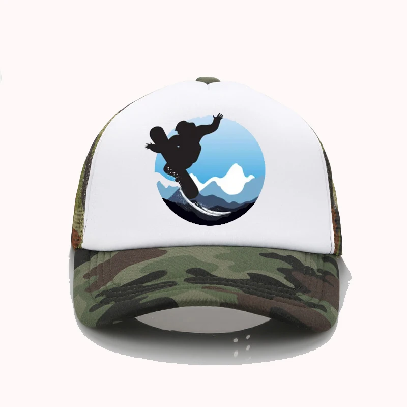 

Cartoon Snowboarder Jumping Print Baseball Caps for Hip Hop Women Men Breathable Trucker caps adjustable sunshade Dad hat