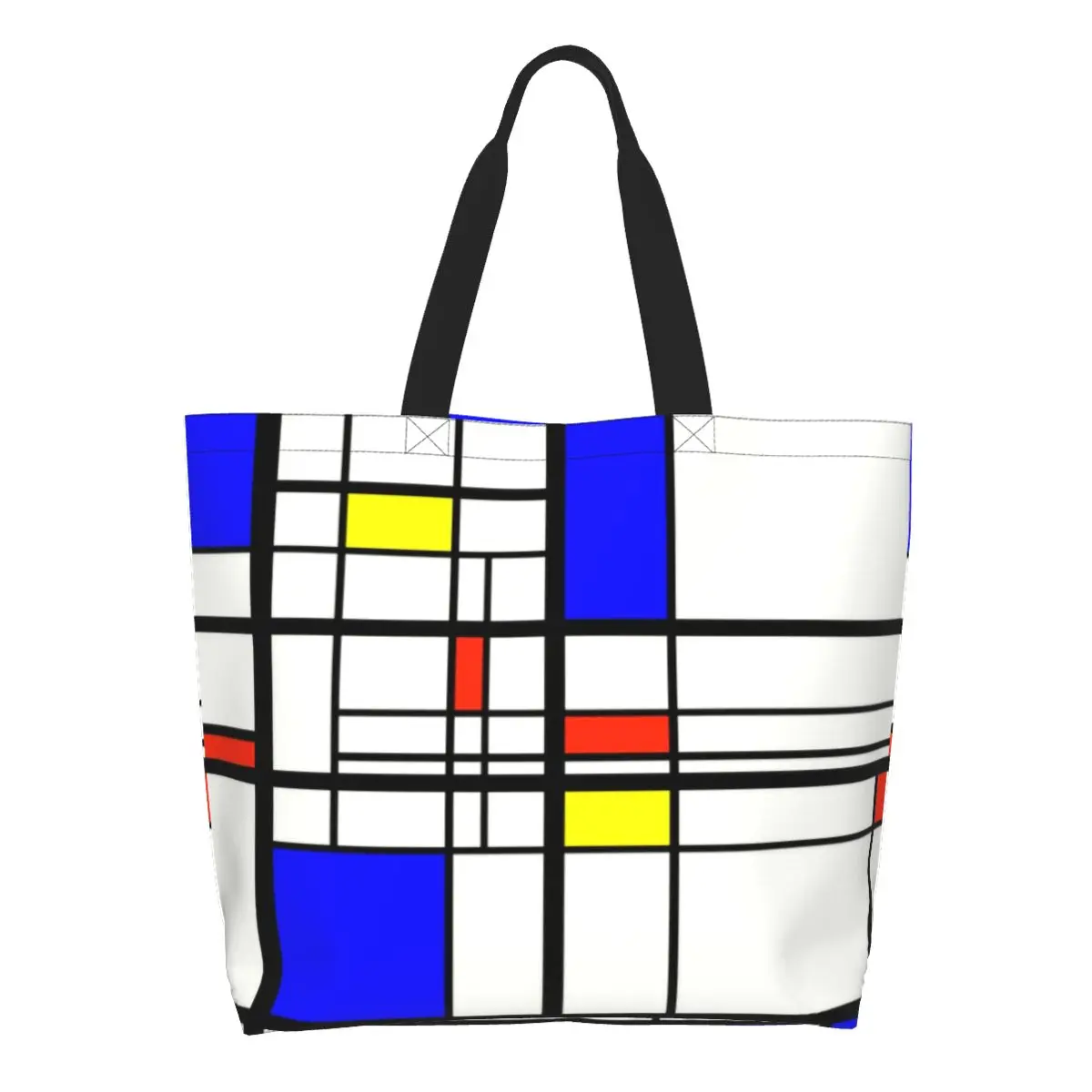 

Модные стильные сумки-тоуты для покупок Mondrian, многоразовые современные холщовые сумки-шопперы для продуктов с художественным рисунком, сумка через плечо