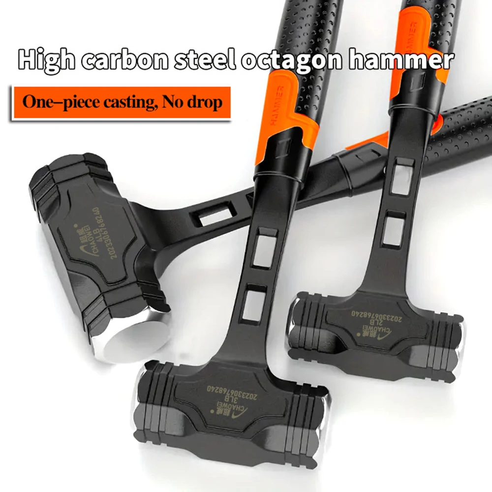Heavy-Duty Octagon Hammer with Soft Grip for Construction and Demolition