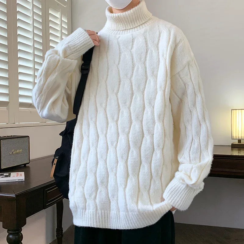 

Men's Autumn and Winter New Round Neck Versatile Comfortable Sweater Casual Solid Twisted Flower