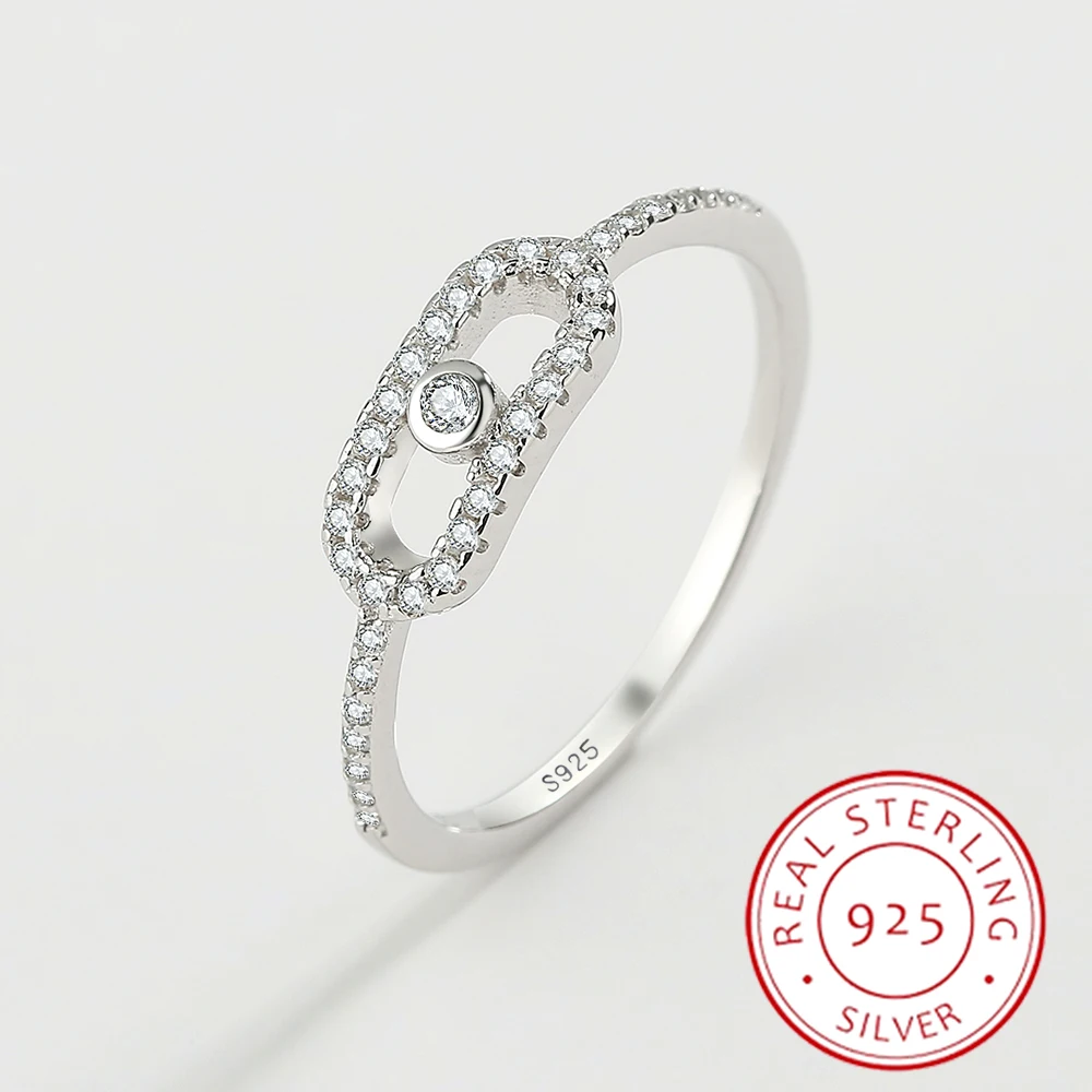 

2022 NEW Luxury Ring Women's Real S925 Sterling Silver Diamond Zircon Pig Nose Female Fashion Girlfriend Gift Engagement Jewelry