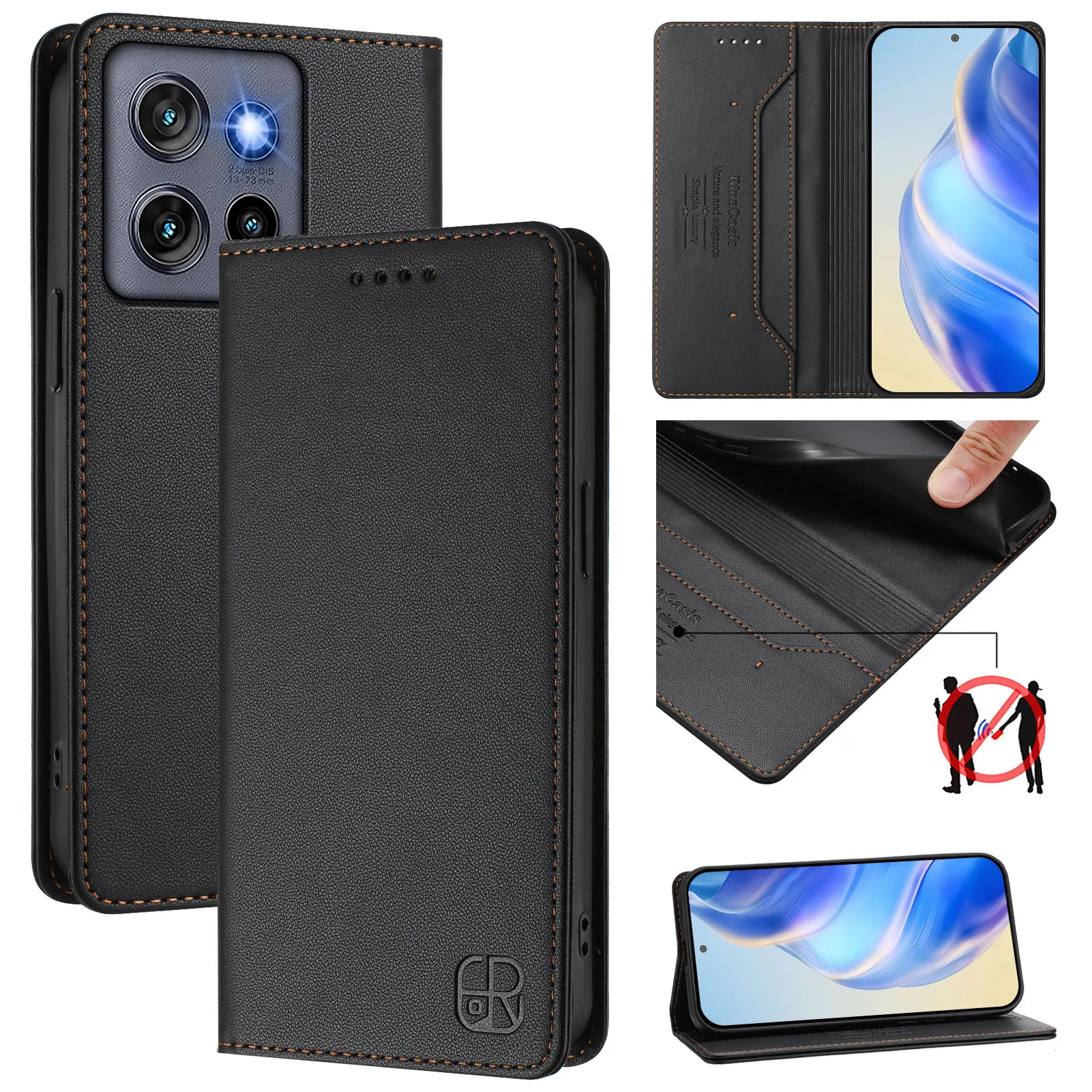 Leather Flip Wallet Case with Magnetic Card Slots for Smartphones - Enhanced Protection Cover