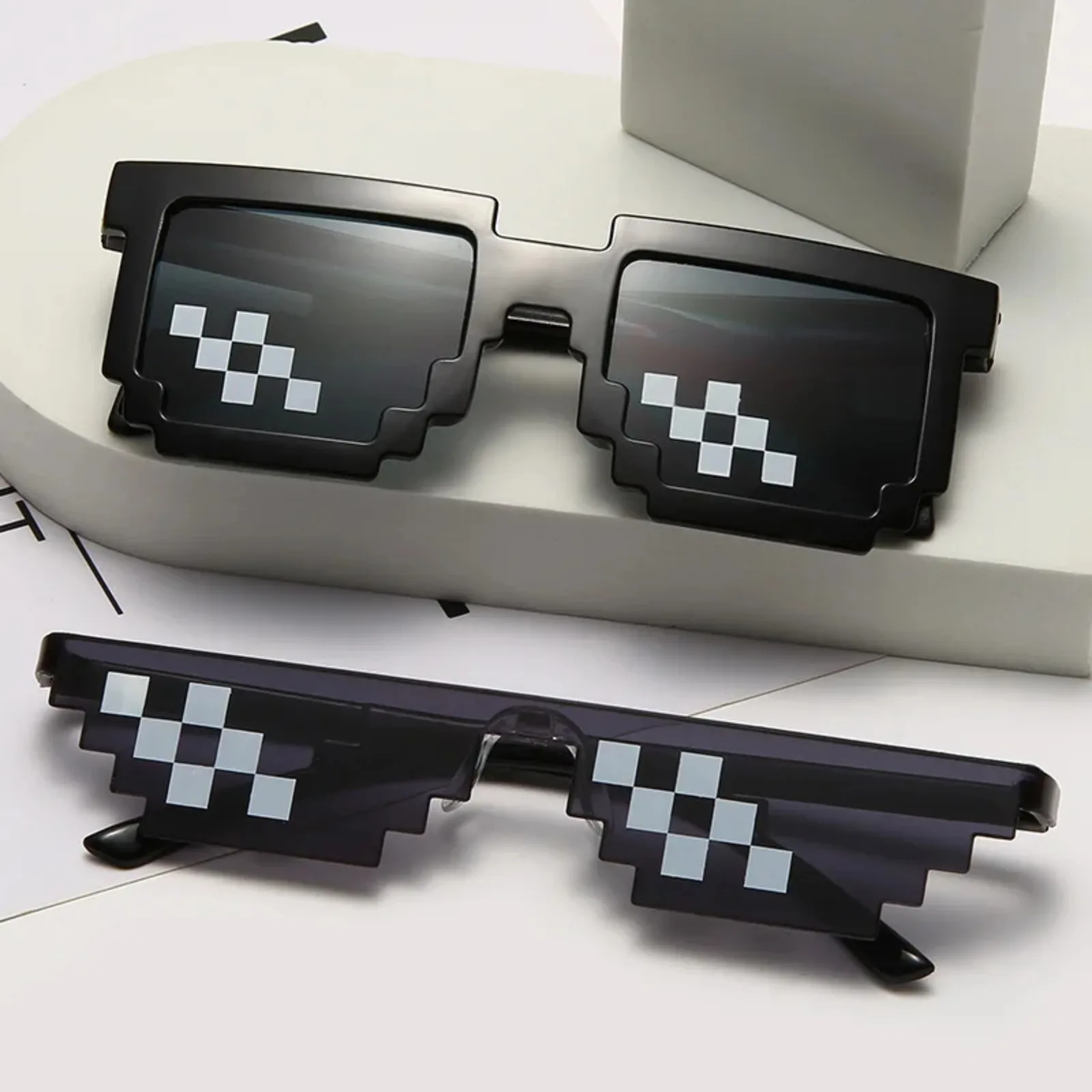 Pixel Rizz Glasses Mosaic Sunglasses for Mens Womens Pixel Black Retro Gamer Robot ...