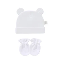 Newborn Birth Set Baby Hat+Gloves Soft Baby Nightcap With Ears Spring Summer Hat Gloves Kit Prevent Scratching Skin Infant Stuff 4