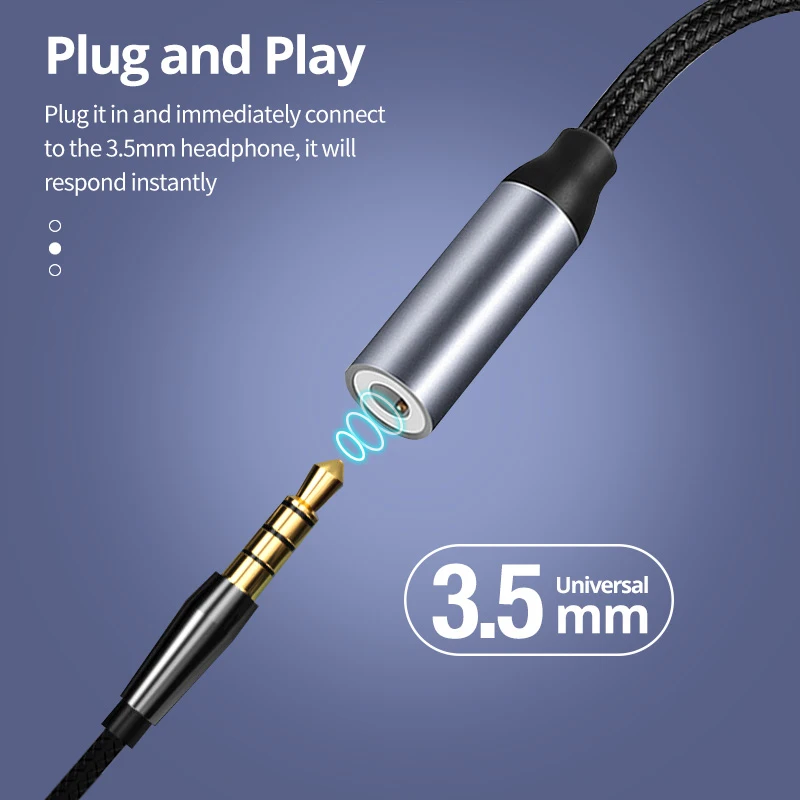 USB Type C to 3.5mm Jack Adapter Cable USB-C 3.5 mm Audio Aux Cable Earphone Converter for Samsung Xiaomi Huawei Oneplus - 2