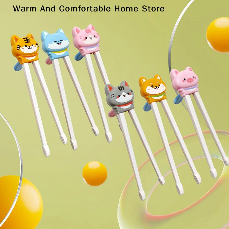 Cartoon Animal Head Children's Training Chopsticks - Reusable and Safe Tableware