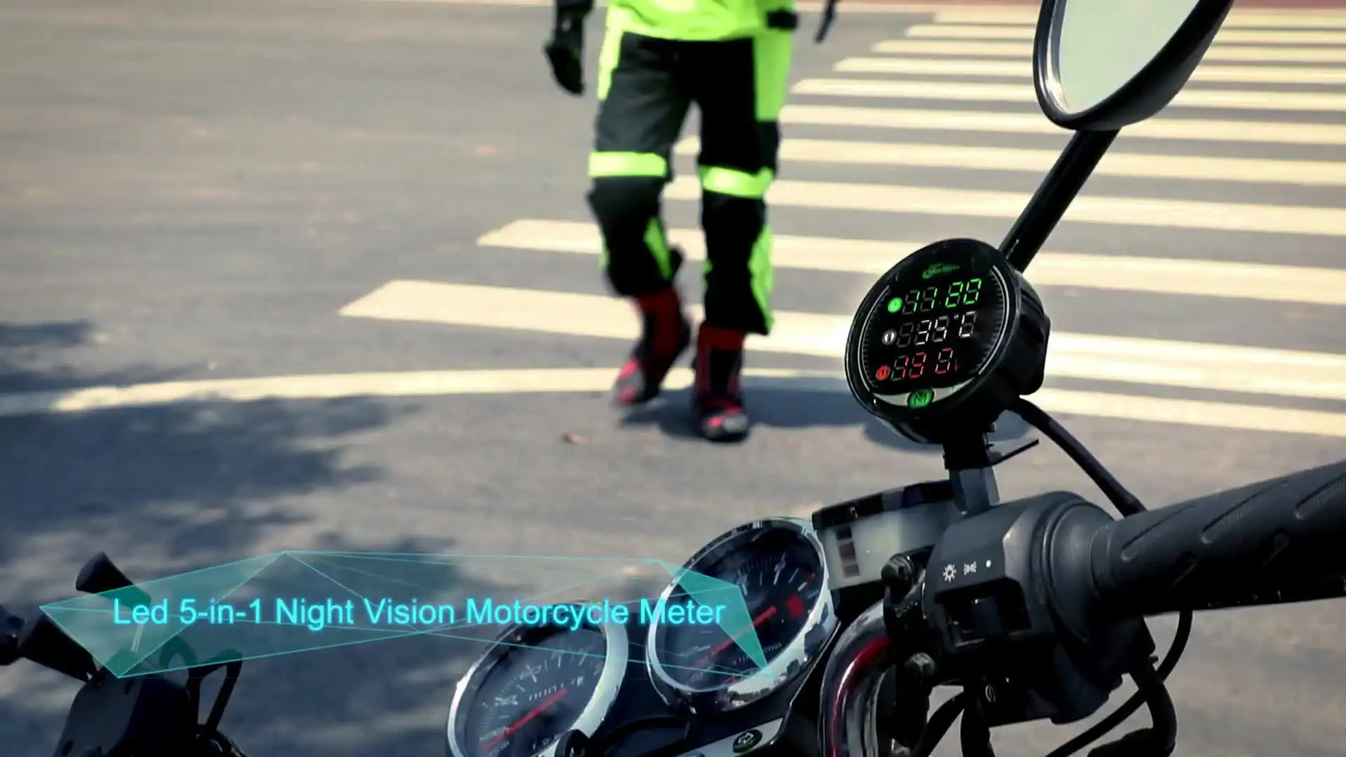 Aya専用 オートバイ オートバイの電圧計時間温度表示表LED 5-IN-1ナイト