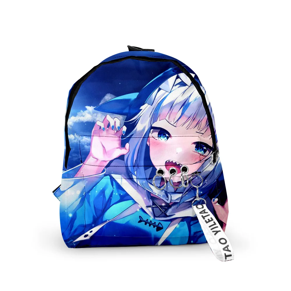Classic  Gawr Gura Cute Shark Backpacks Boys/Girls pupil School Bags 3D Print Keychains Oxford Waterproof Cute Small Backpacks