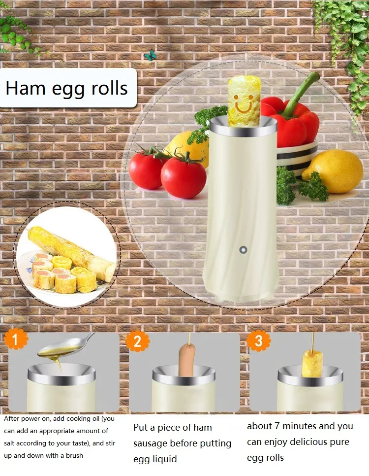 Description Picture 4 of itemAutomatic Eggs Roll Maker mini electric Egg Boiler cup omelette breakfast machine cooking tools Eggmaster Sausage Burrito