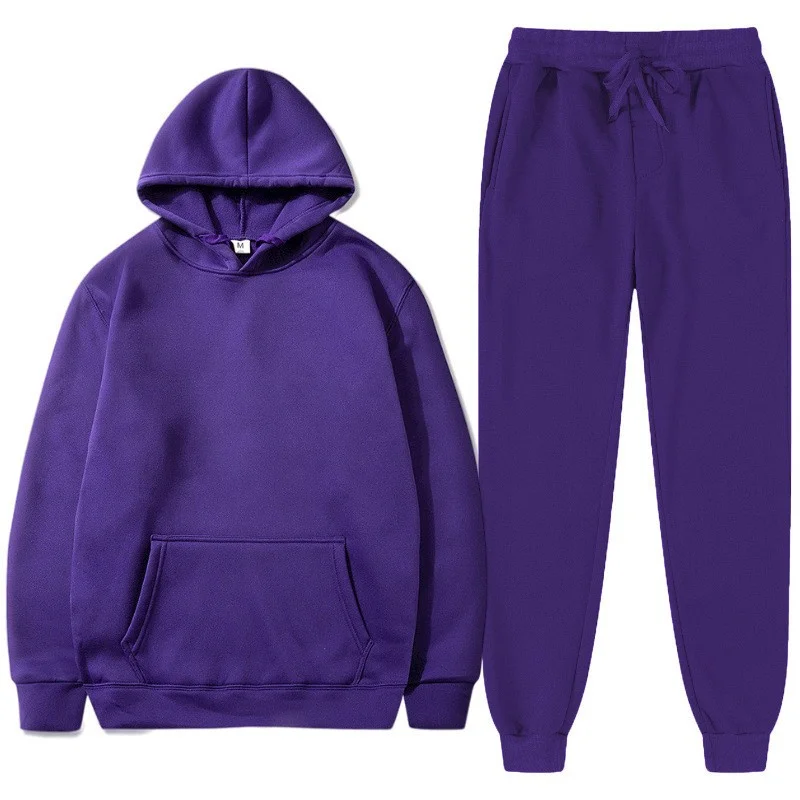 2023 Men's Sportswear Casual Sports Suit Streetwear Pullover Solid Color Hoodie Spring Autumn Customized Suit Unisex