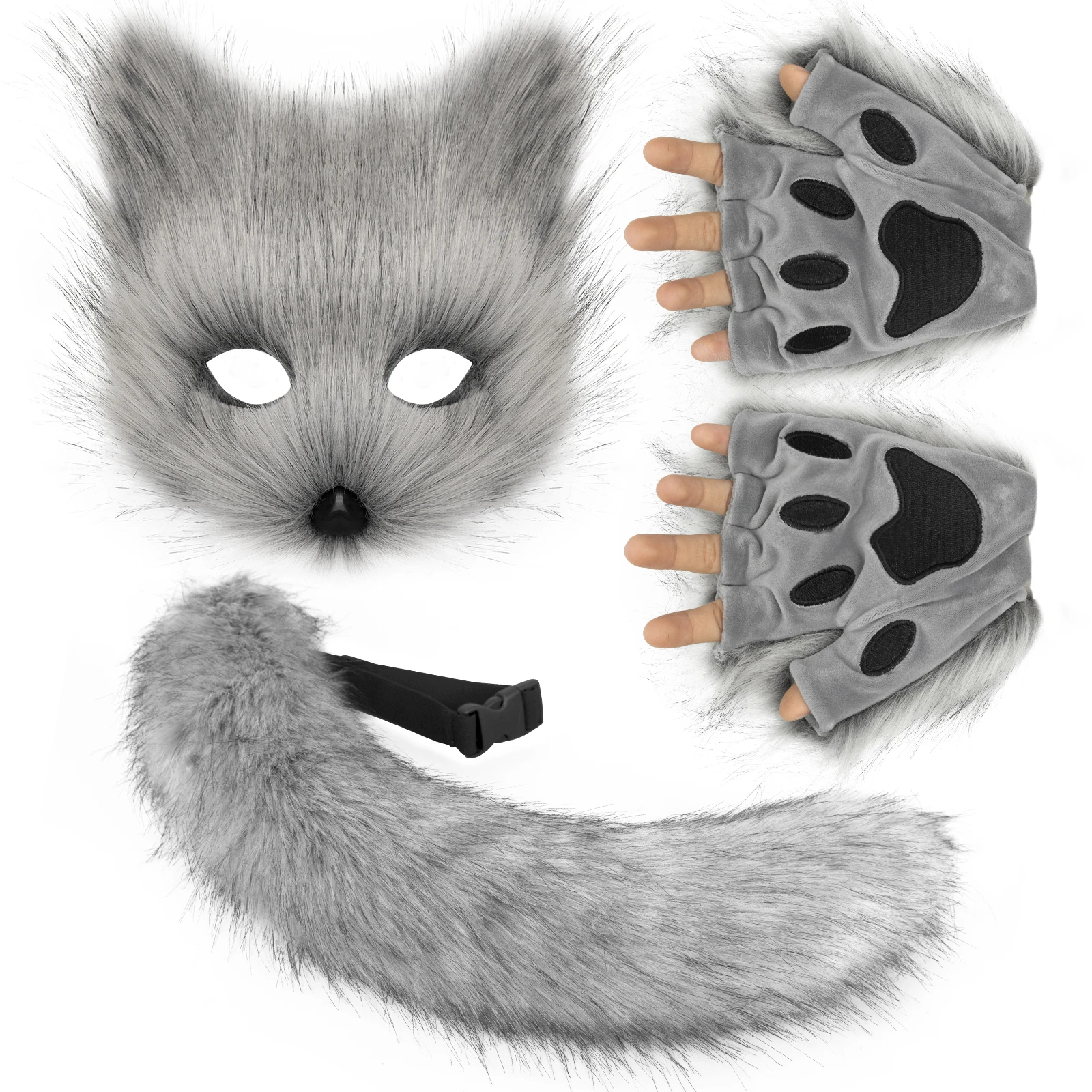 thumbnail image 2 of GGSTDDUP Therian Mask And Tail Set Halloween Furry Mask Fox 2 of 9