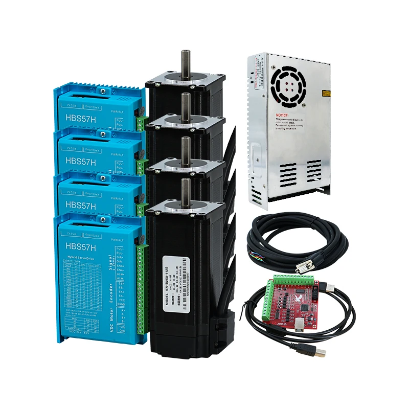 클로즈 루프 모터, HBS57H 드라이버, 전원 공급 장치, CNC용 3 축, Daul Y 3 키트, 4 키트, Nema23 3Nm, 350w 36v, 4 축 Mach3, 신규 프로모션