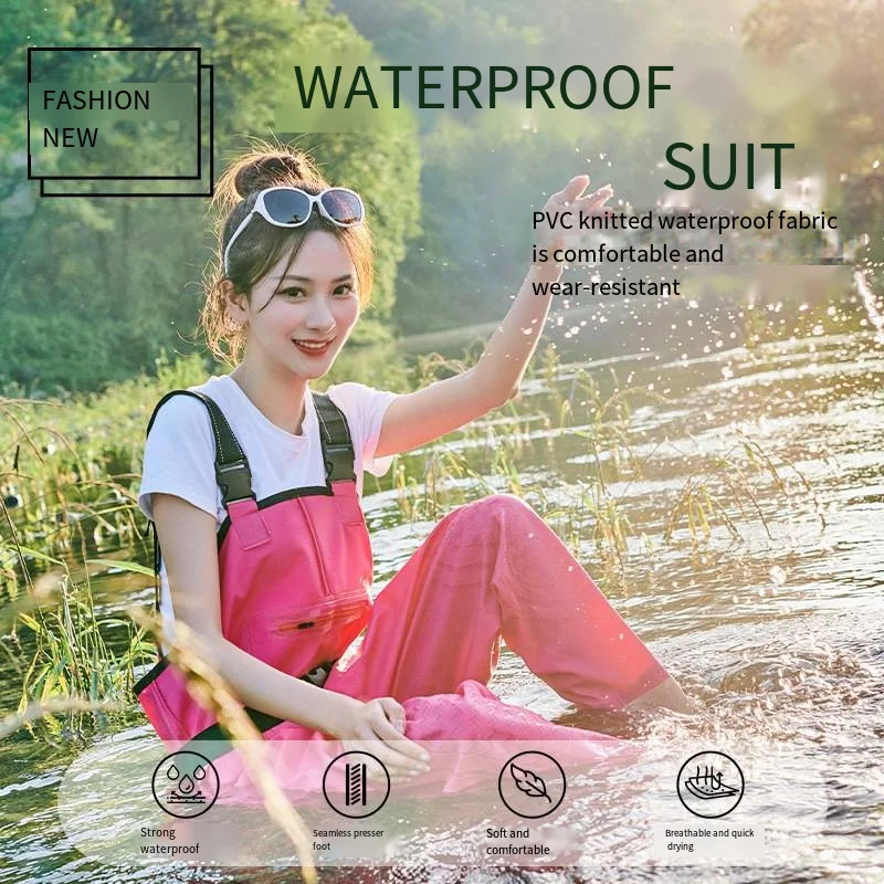 Lure Wading Pants for Lady, River Lake Fishing Waders, Travel Sea Clothing, Outdoor Waterproof Overalls, Breathable Comfort,Pink