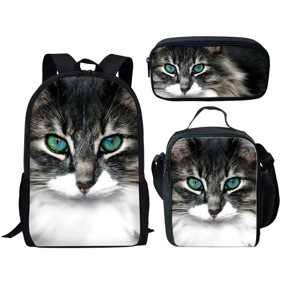 

Cute Cat 3D Print School Bags for Girls Boys Back Pack Kids Backpacks Children Book Bag 3pc Set School Backpack Student Bookbag