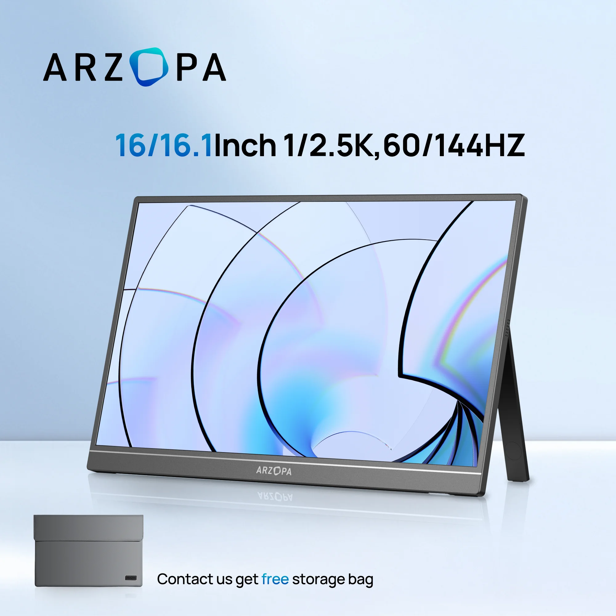 ARZOPA 16/16.1 インチ、1/2.5k、60/144HZ ポータブルモニター IPS