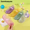 3-8y Girls Sandals Summer Children Crystal Shoes Kids PVC Soft Soled Shoe Toddler Transparent Non-Slip Princess Jelly Sandalias 1
