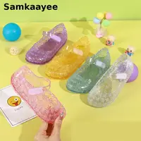 3-8y Girls Sandals Summer Children Crystal Shoes Kids PVC Soft Soled Shoe Toddler Transparent Non-Slip Princess Jelly Sandalias 1
