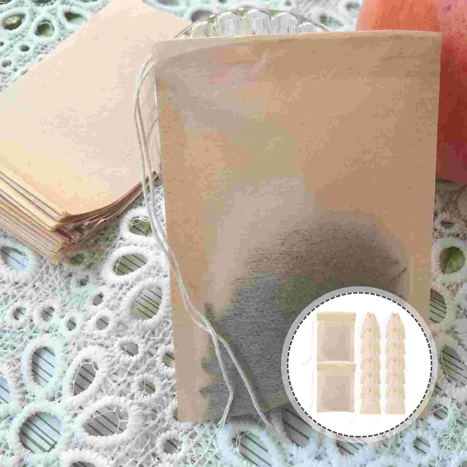 

100 Pcs Tea Loose Leaf Original Color Coffee Bag Filter Paper Drawstring Material Chinese Medicine 100pcs (6*8) Bags