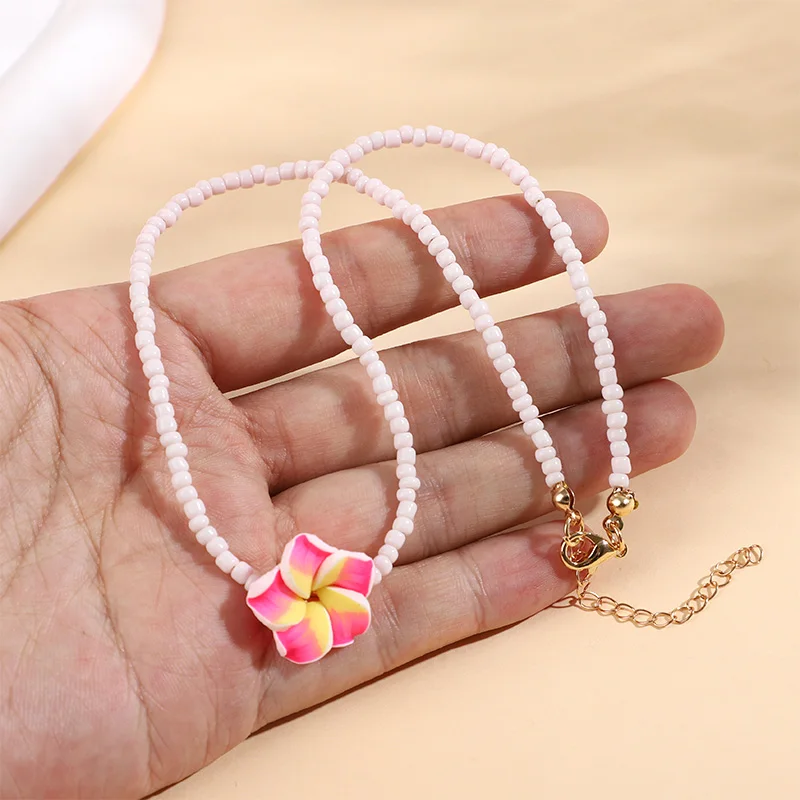 Böhmische Polymer-Blumen-Halskette Hawaiianische Sommer-Geburtstagsparty-Dekoration Frauen Mädchen Geschenke Strand-Hochzeit Choker Schmuck – Detail 12