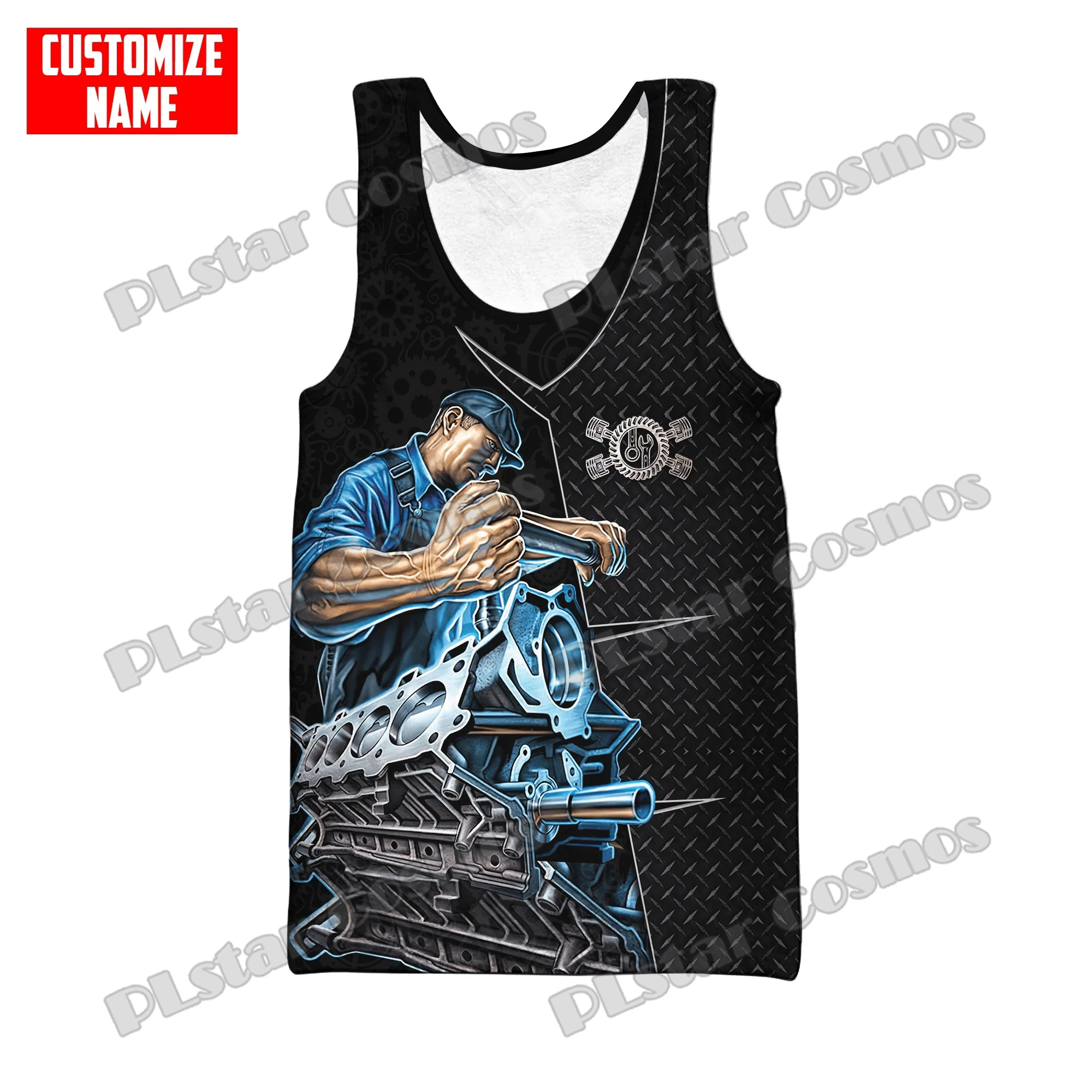 PLstar Cosmos Angepasst Name Mechaniker Metall Muster 3D Gedruckt Herrenmode Weste Sommer Unisex Harajuku Casual Tank tops BXD41 – Detail 11