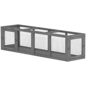 Outdoor Wooden Cat Tunnel – 98" Cat Tube with 8 Doors & Combinable Design 1