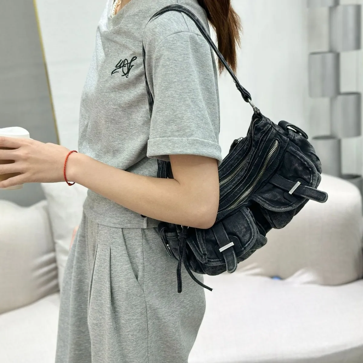 Denim Sewing Fashion Shoulder Bags Multiple Pockets Thread Women's Bags 2025 Hot Sale Leisure Versatile Women's Handbags