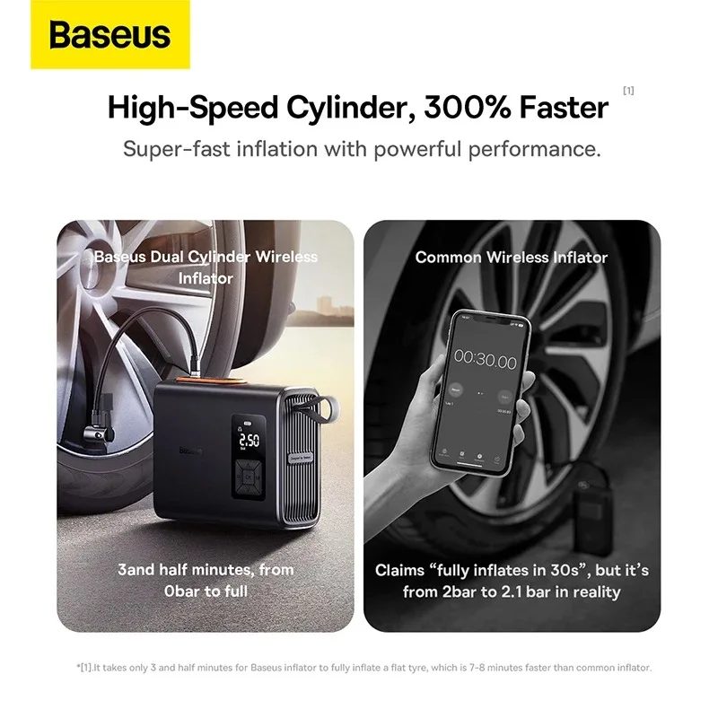 Air Pump Baseus Wireless Air Compressor Inflatable Pump Dual Cylinder Electric Tire Inflator Car Motorcycle Bicycle Tyre