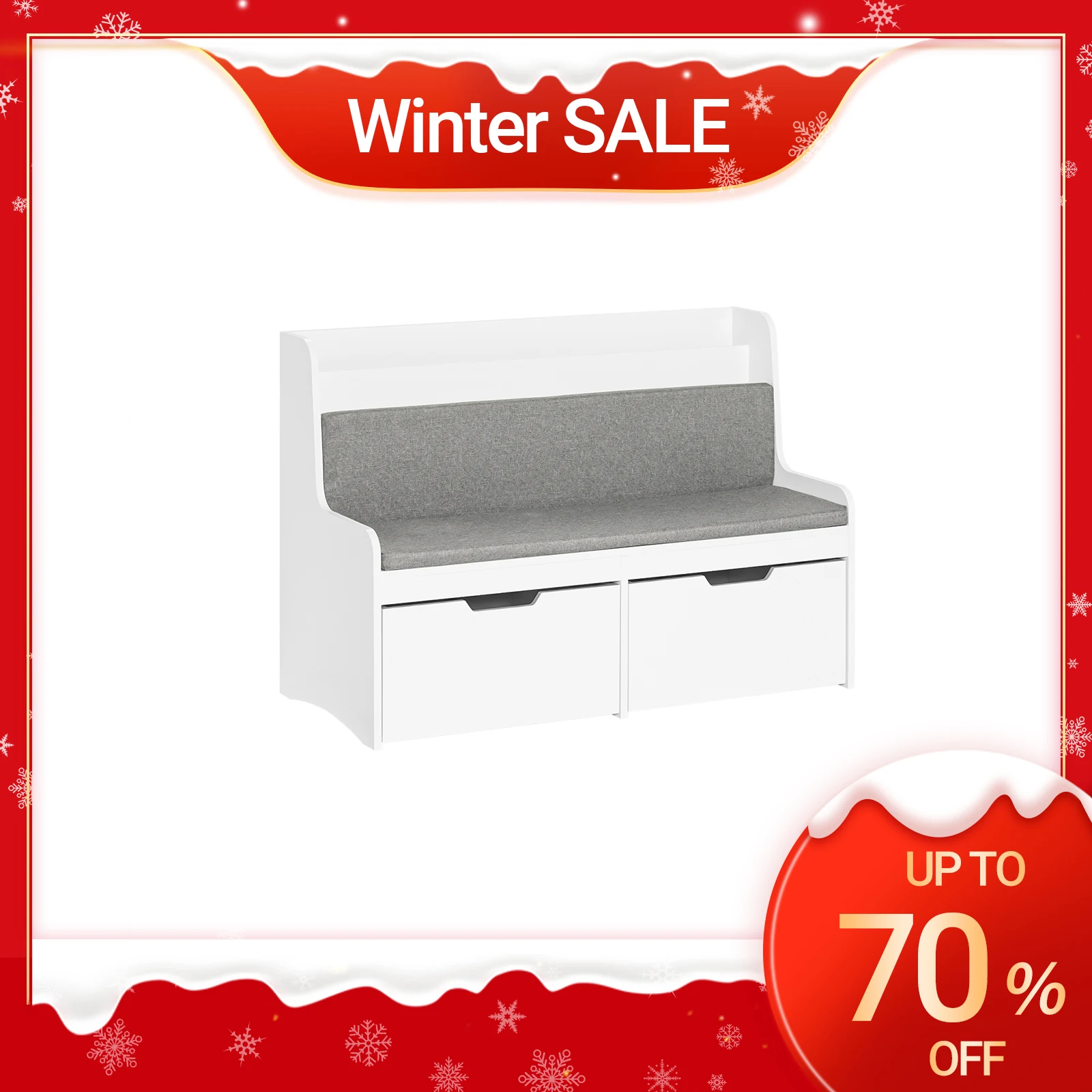 SoBuy KMB66-W banc pour enfants avec étagère jouets coffre boîte de rangement avec banc à chaussures à roulettes avec coussin de siège