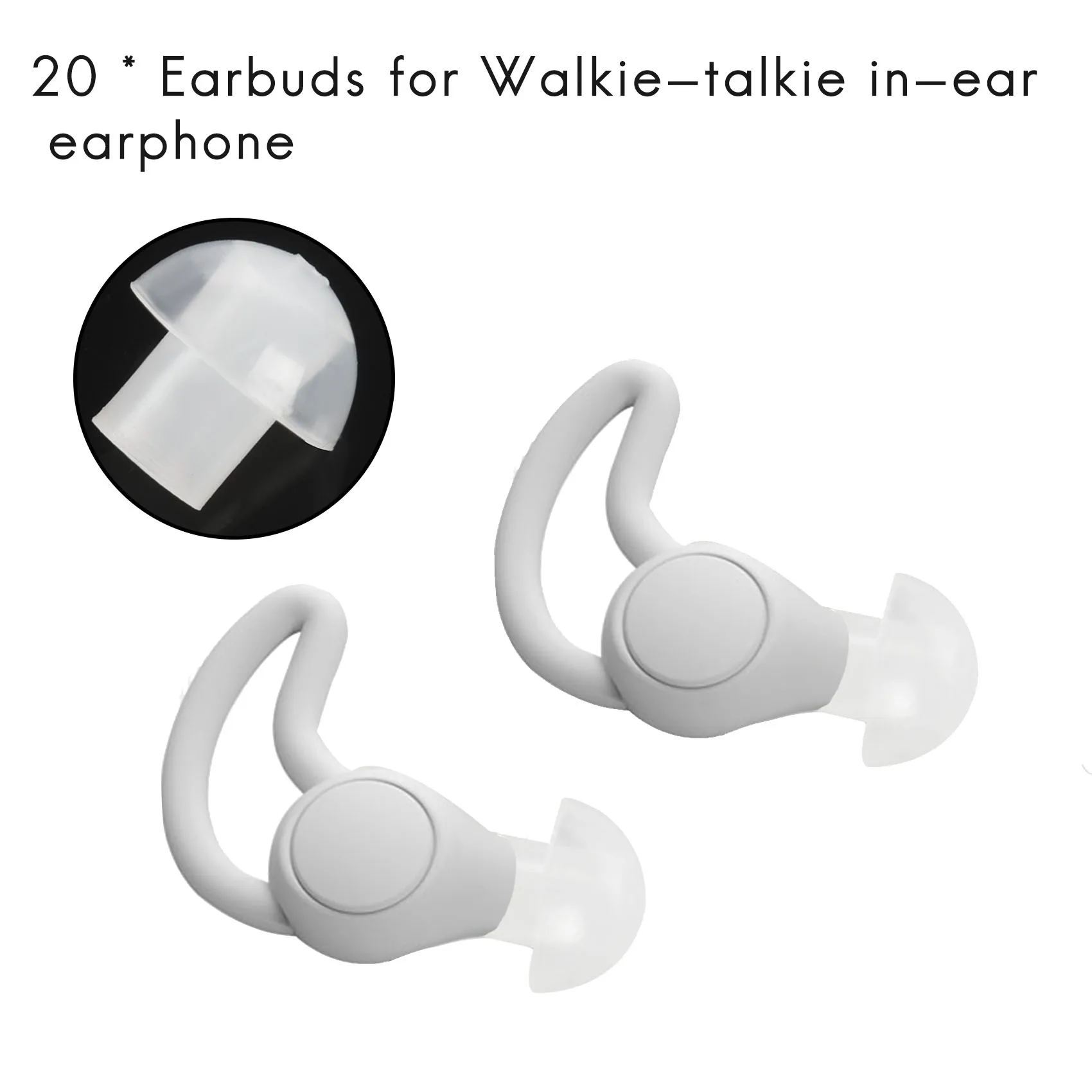 

20pcs Silicone In-Ear Earbuds Mushroom Eartip Ear Bud For Radio Earpiece Headset