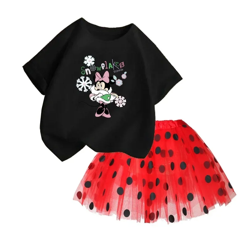 thumbnail image 1 of Conjunto de 2 piezas de camiseta de algodón para niños de Mickey de Disney, falda tutú de princesa de ballet esponjosa, falda de encaje para fiesta de cumpleaños de niña, 1 of 5