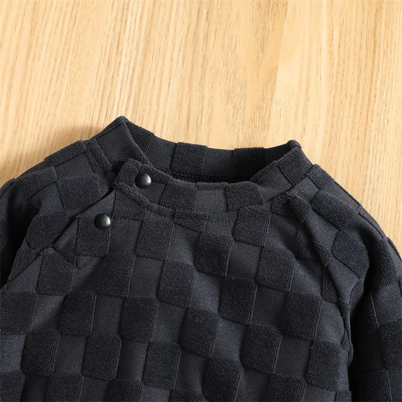 sun baby clothing set Newborn Baby Boys Girls Cotton Homewear Suits Autumn Winter Toddler Boys Checkerboard Fuzzy Sweatshirts Pants Warm Clothes Sets Baby Clothing Set for boy