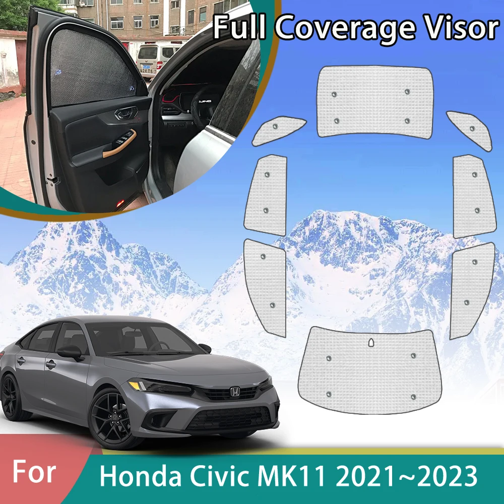 

Автомобильный козырек для Honda Civic 11 11-го поколения MK11 FE FL 2021 2022 2023 седан аксессуары для защиты от солнца козырек для украшения окон