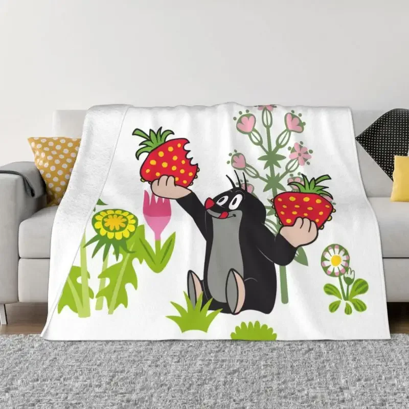 

Kawaii Krtek Mole Throw Blanket Ultra-Soft Fleece Warm Flannel Cartoon Little Maulwurf Blanket for Bedroom Home Couch Bedspreads