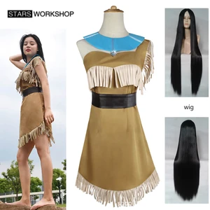 Pocahontas Indian Cosplay Costume Women Beautiful Princess Dresses Uniform Outfits Halloween Carnival Party Suit