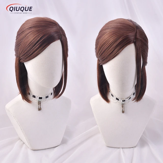 Game The Last of Us Ellie Cosplay Wig Brown Short Side Parting Styled  Cosplay Wigs Heat Resistant Synthetic Hair + Free Wig Cap - AliExpress