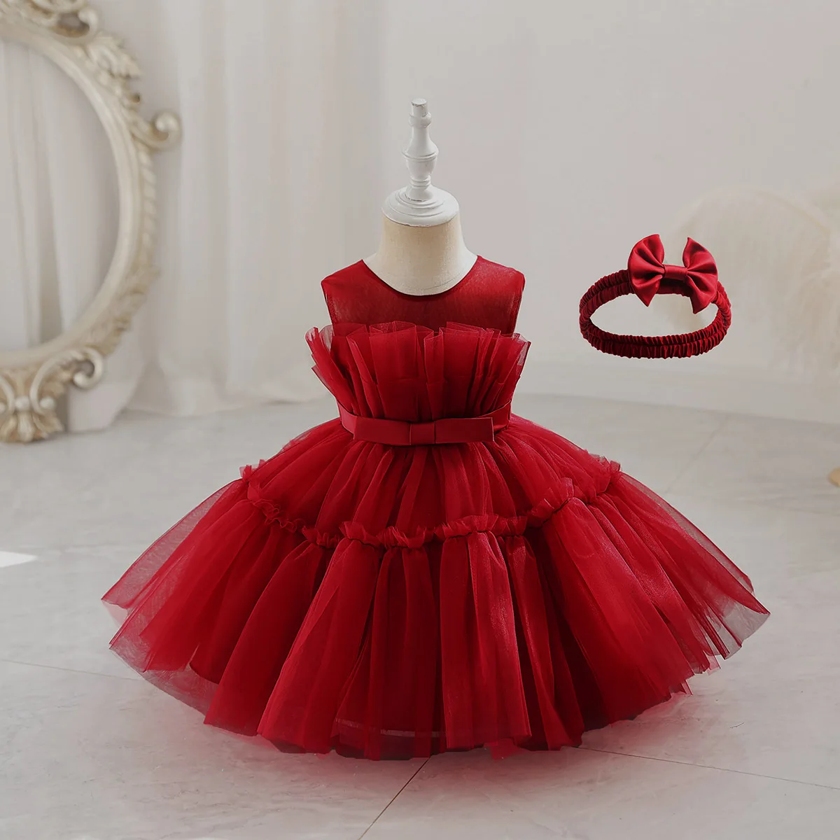 

Summer Tutu Baby Dresses + Headband Sleeveless Toddler Girl Clothes 1st Birthday Dress For Kids Girl Party 6M-3T فساتين بنات