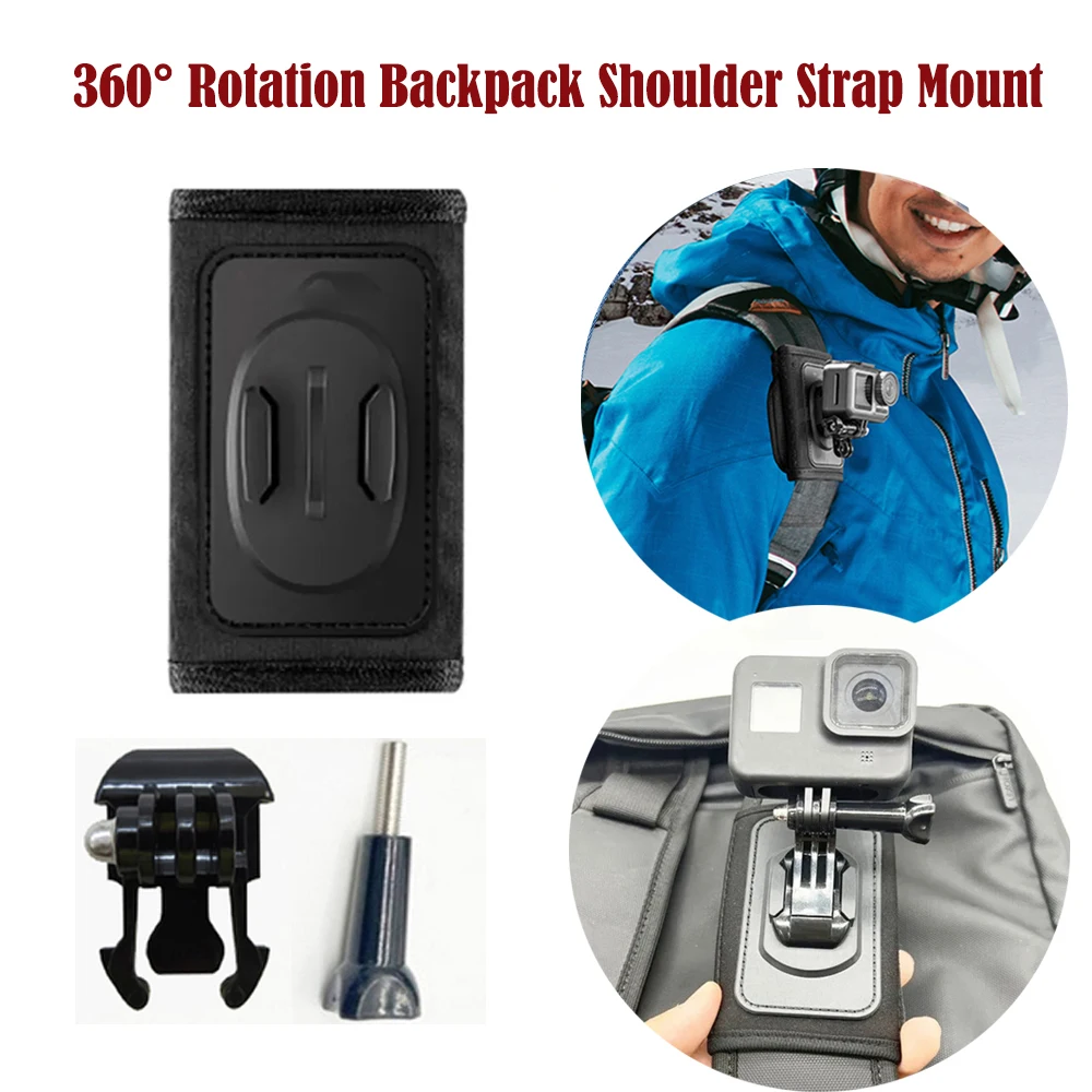 360° Rotation Backpack Shoulder Strap Mount Adjustable Shoulder Strap Holder for Insta360 Ace GoPro 12 11 9 DJI Action 4 Camera