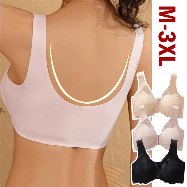 Womens No Steel Ring French Womens Front Close Bra T Back Seamless Unlined  Bra For Large Bust Low Sports Bra - AliExpress