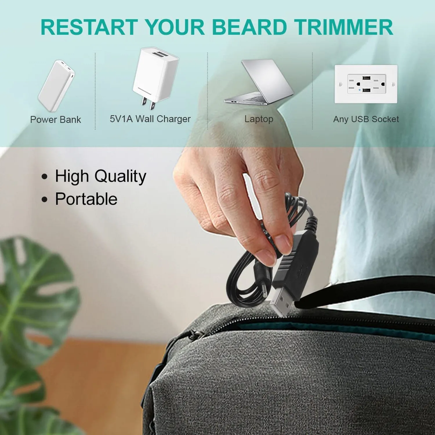 5v to 2.3v dc 2.5*0.7mm cable for Braun MGK3321, MGK3335, MGK3010, BT3020, 3021 Beard Trimmer,  Charger