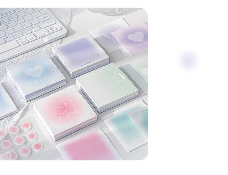 MINKYS 112 Blatt/Box Kawaii Smudge Stained Gradient Note Memo Pads Papier Scrapbooking Journal Material Paperlaria Briefpapier – Detail 12