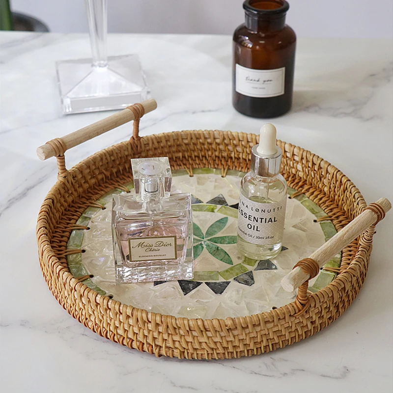 Plateau Decoratif Table Salon Plateau Rond De 30,5 Cm, Plateau De Service Décoratif En Bois U2013 Plateau Ottoman, Plateau De Plateau De Table Rond