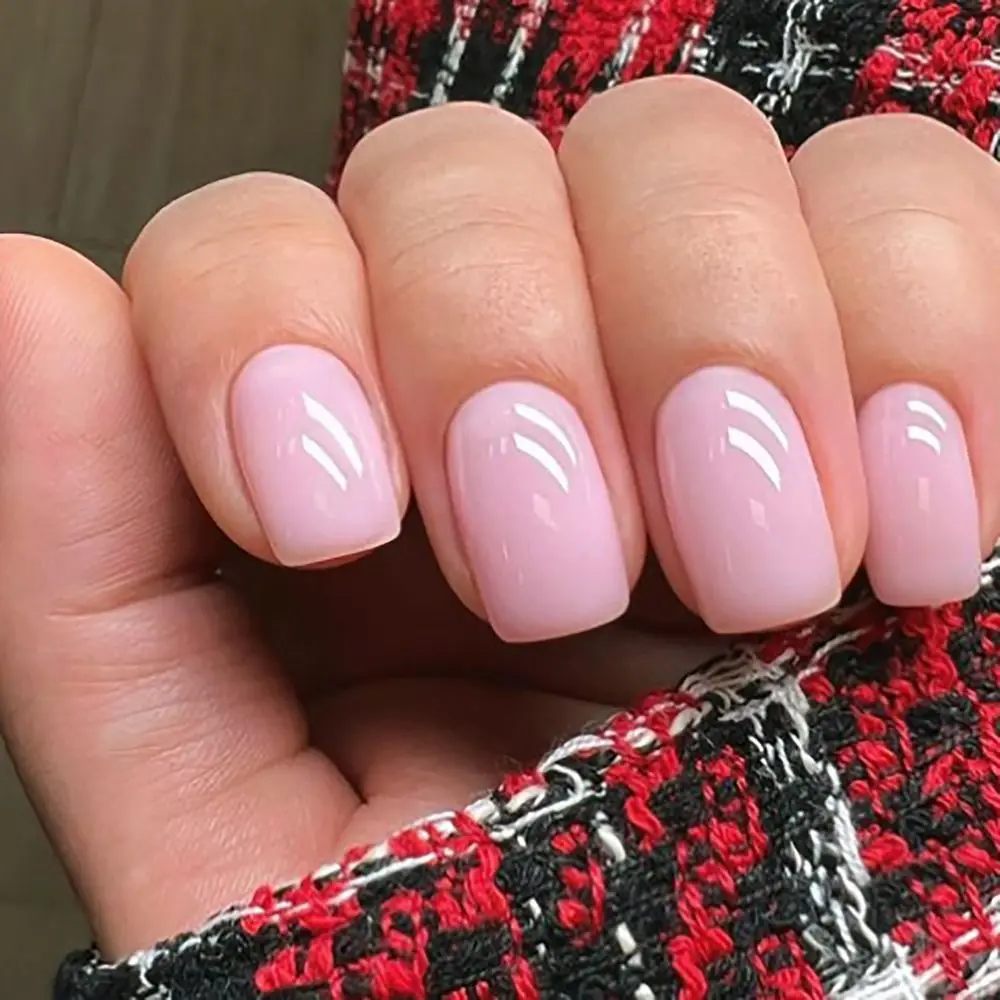 Detachable Solid Color Simple Style False Nail Medium Length Square Shape Nude Pink Fake Nail Full Cover Nail Tips Girl