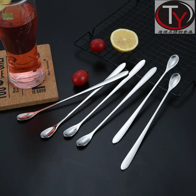 Long Handle Stainless Steel Coffee Spoons Tea Milk Ice Cocktail Wine Stirring Teaspoon Mini Scoops Utensils for Kitchen